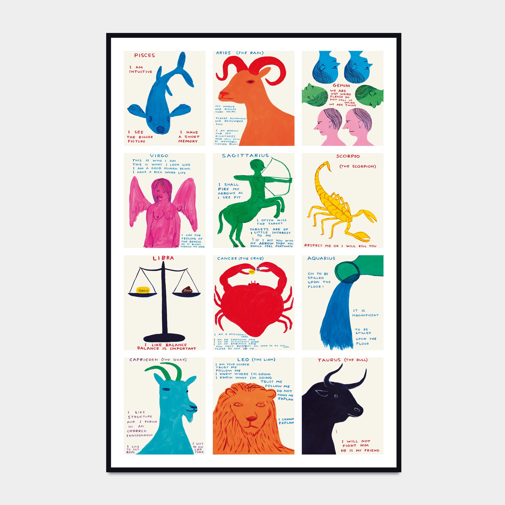 Signs of the Zodiac – David Shrigley Poster | Shrig Shop