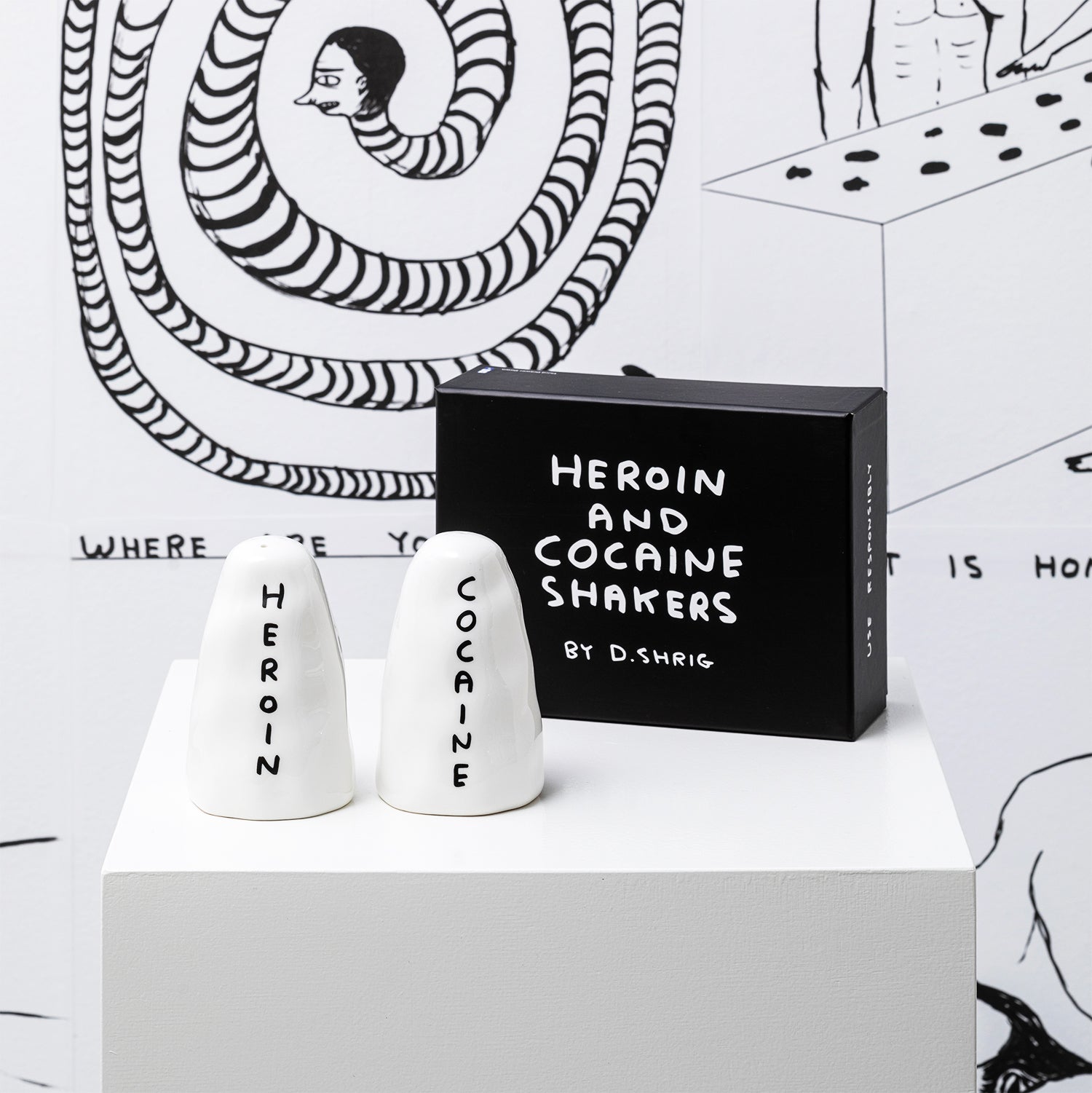 David Shrigley Heroin and Cocaine Salt & Pepper Shakers – Shrig Shop